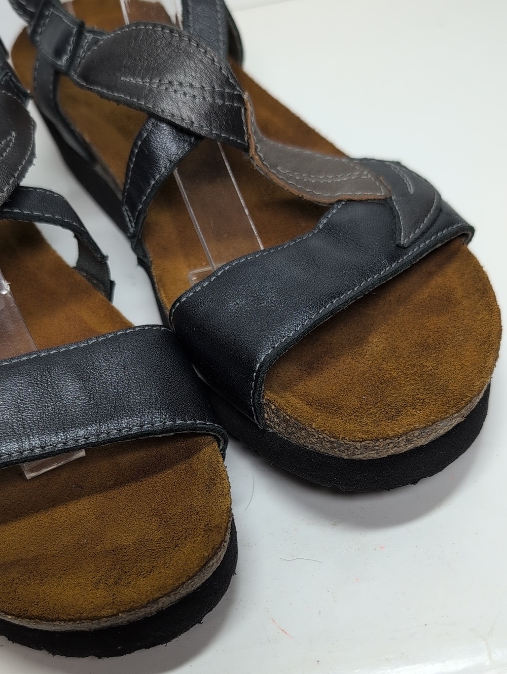 Naot caroline pewter & black wedge sandals womans size 9 EU 40 - Picture 12 of 15